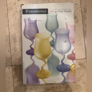 1980s Fundamentals Watusi Frosted Satin Pastel Z Stem Wine Cocktail Glasses